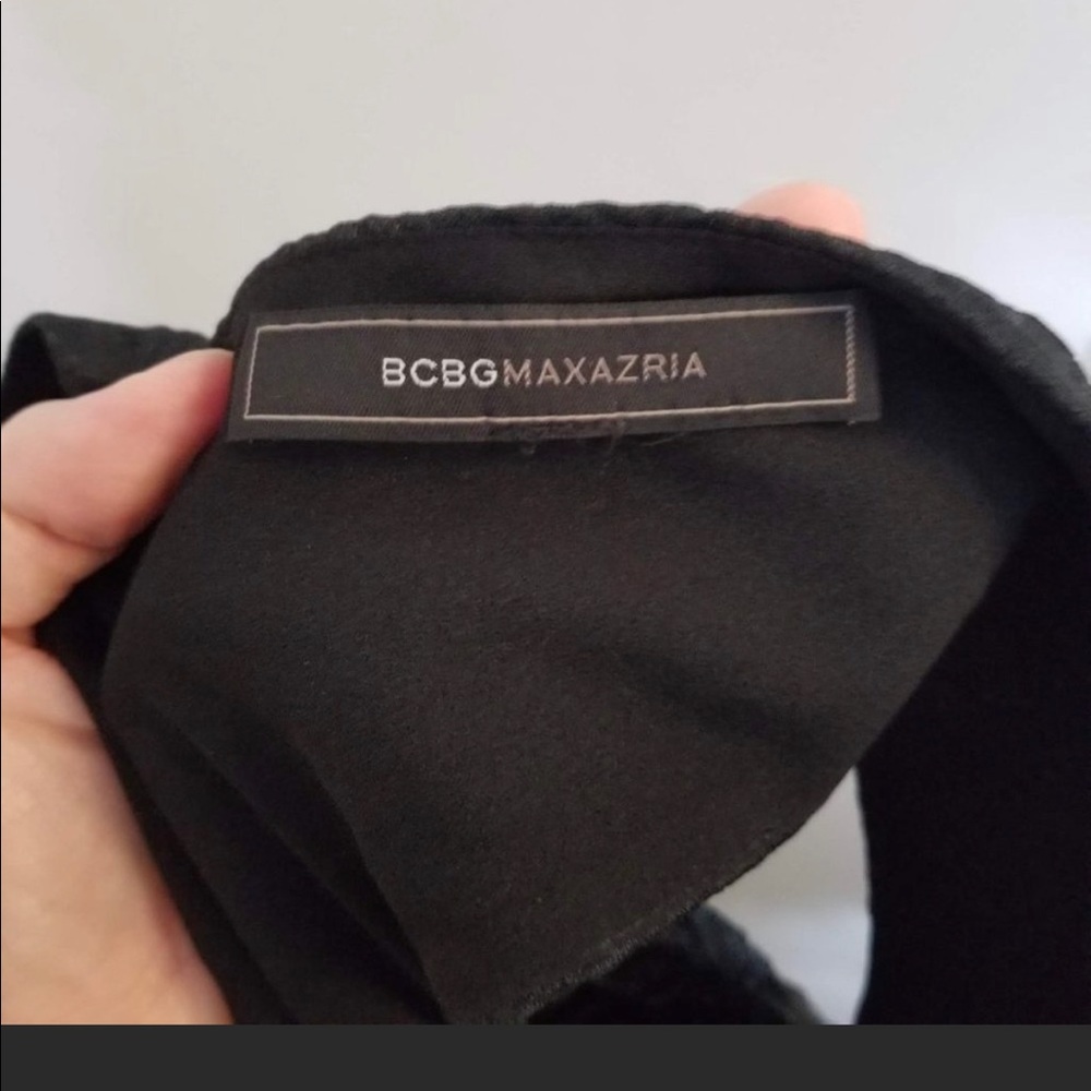 BCBG MaxAzria Black Sleeveless Jamysen Feather Trim Jacquard Mini Dress Size 0 - Picture 6 of 11